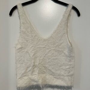 Fun fuzzy white/cream crop tank